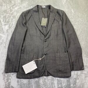 BOGLIOLI 50 K JACKET‎ Mens Charcoal Gray Wool Silk Linen Blend Blazer Sz 46R NWT